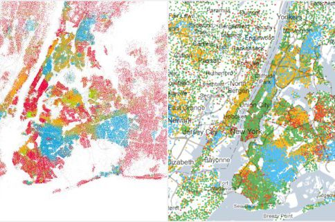 Left: New York City in 2000, Right: New York City in 2009.